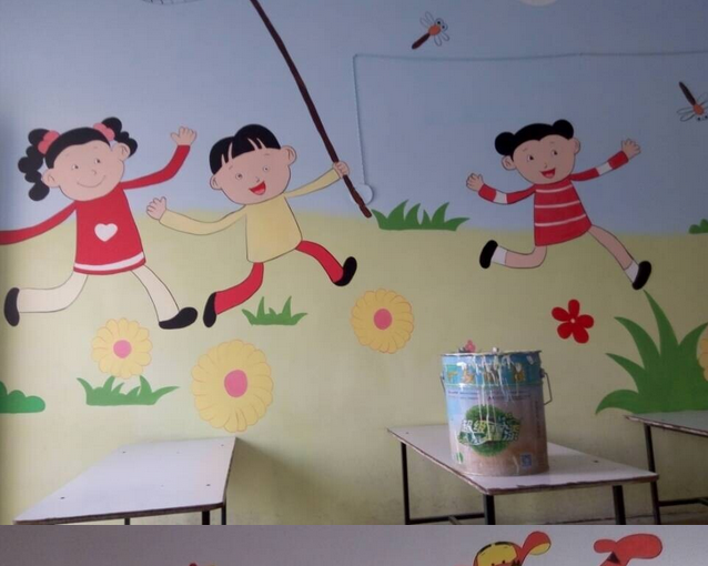 友情漆為銀定莊幼兒園刷新墻面